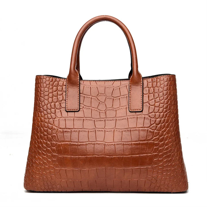 Large Croco Handbag with Shoulder Strap