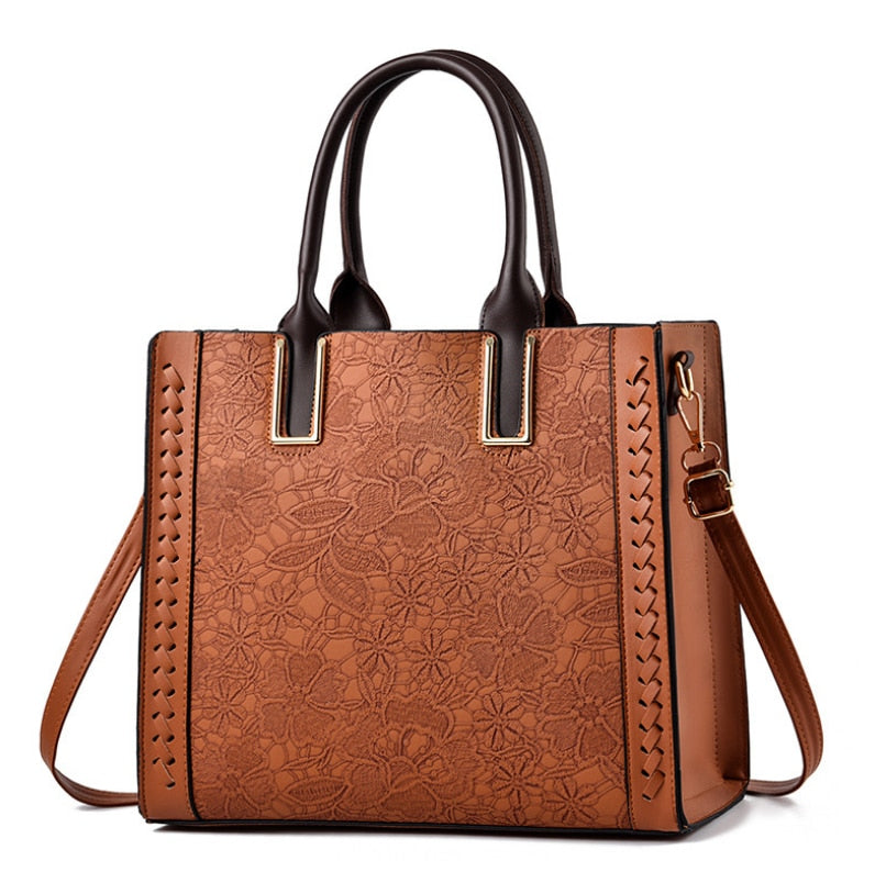 Prägte Vegan Leather Top Handle Tote Bag
