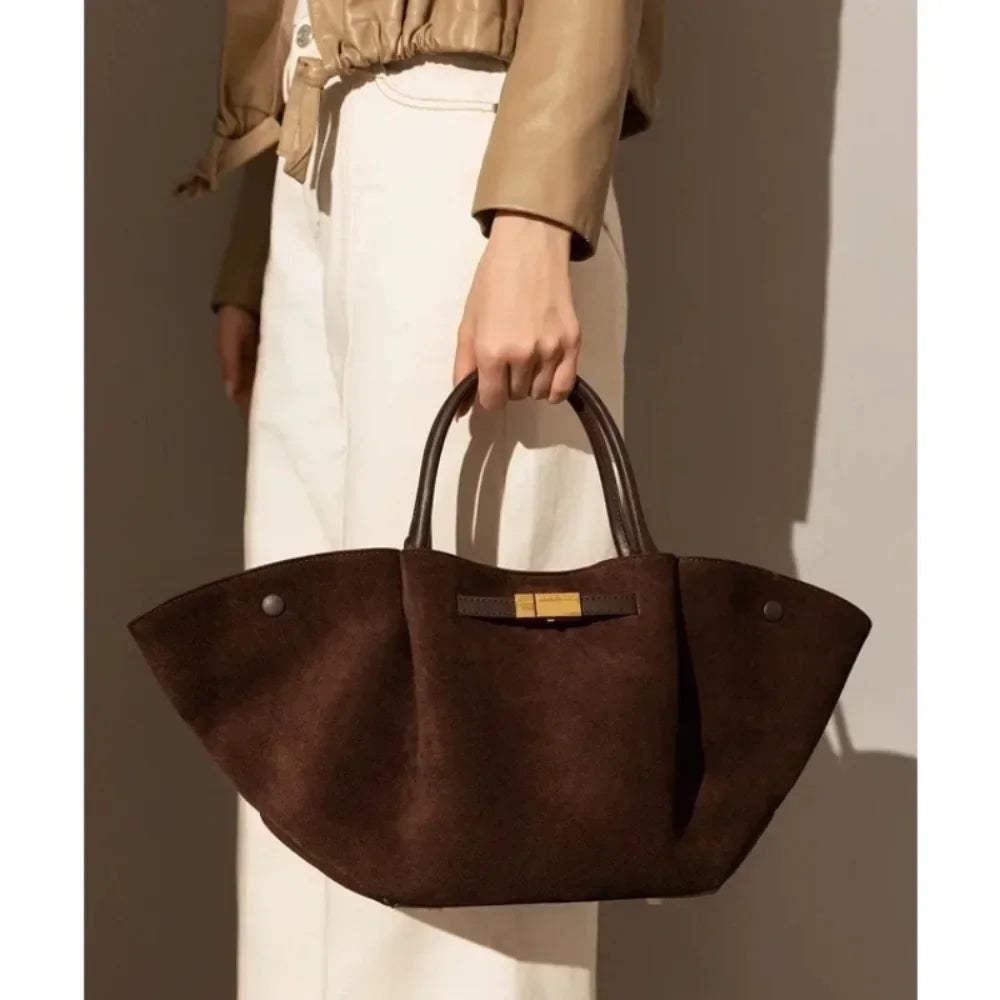 Large Suede Shoulder Handbag