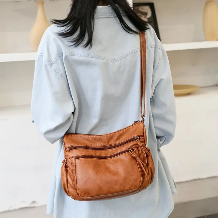 Multi-pocket Shoulder Bag in Leather