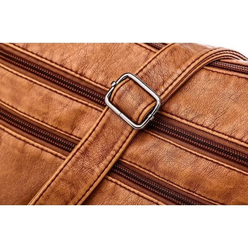 Multi-pocket Shoulder Bag in Leather