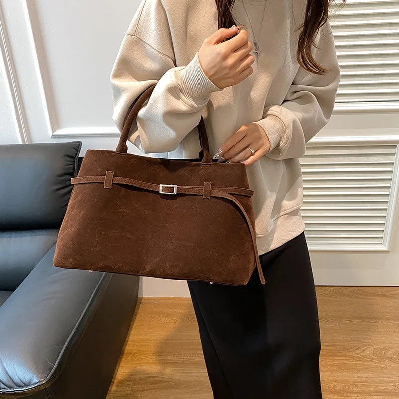 Suede Shoulder Handbag