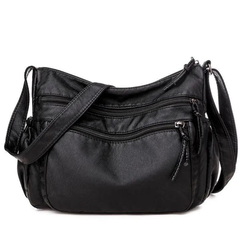 Multi-pocket Shoulder Bag in Leather
