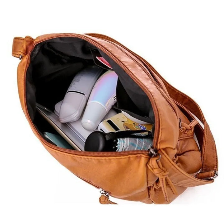 Multi-pocket Shoulder Bag in Leather