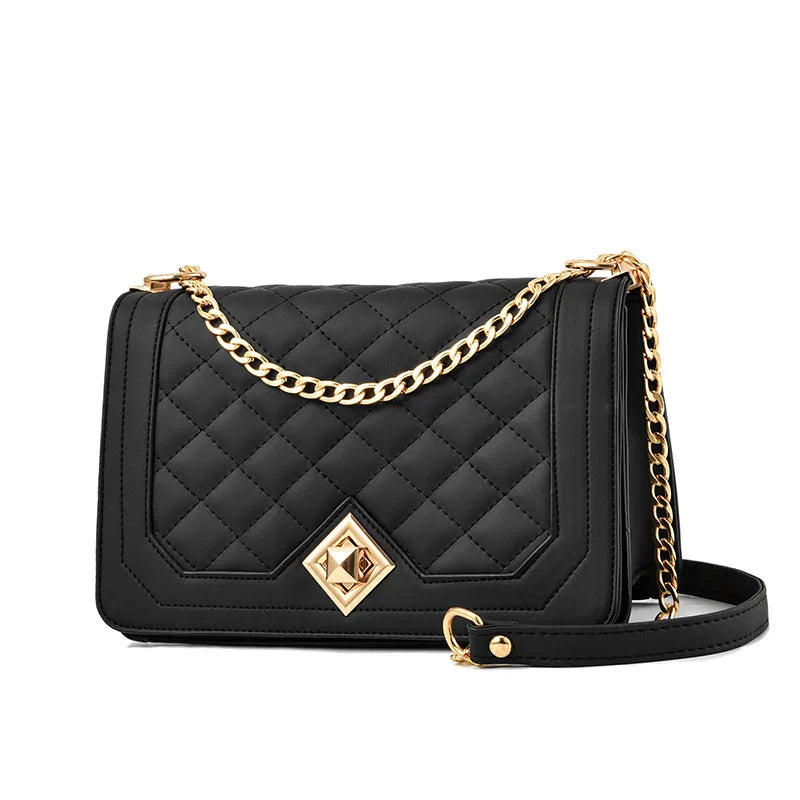 Pattern Fashion Women's Bag Popular Chain Small Square Bags for Woman Business Classic Shoulder Crossbody Bag Black