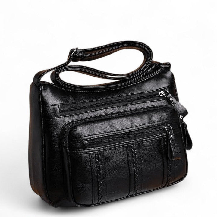 Multi-Pocket Leather Shoulder Bag