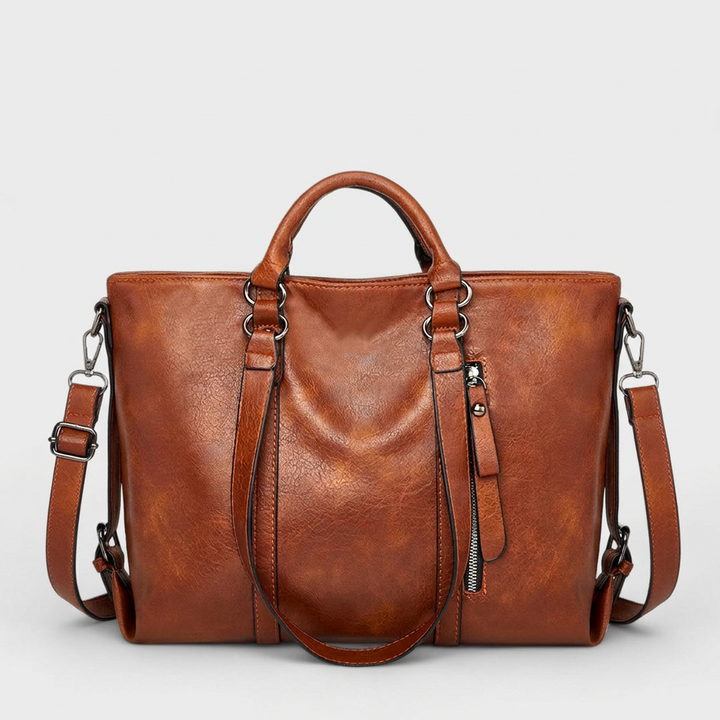 Large Vegan Leather Work Bag with Crossbody Strap
