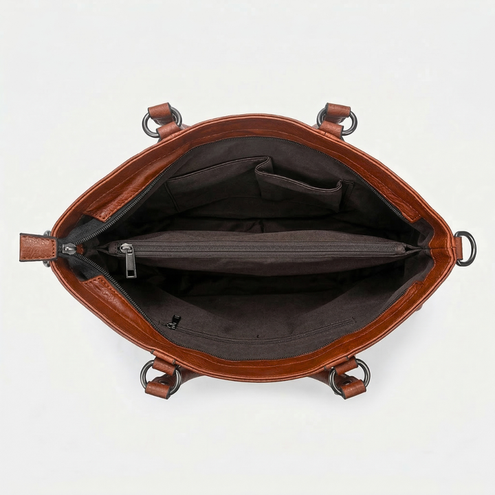Large Vegan Leather Work Bag with Crossbody Strap