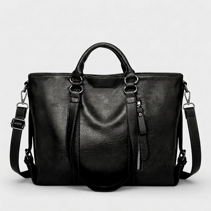 Large Vegan Leather Work Bag with Crossbody Strap