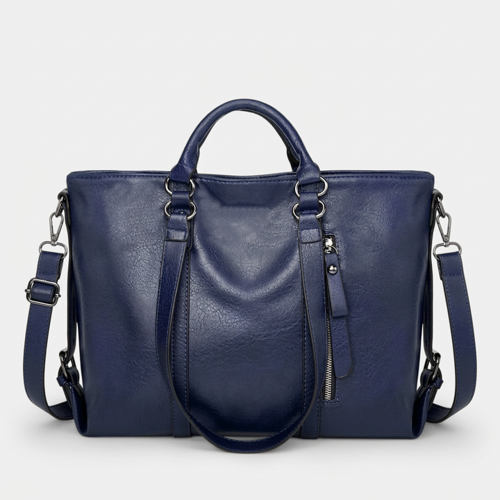 Large Vegan Leather Work Bag with Crossbody Strap