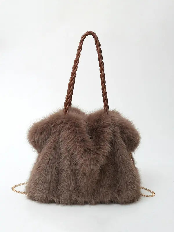 Plush Shoulder Tote Bag