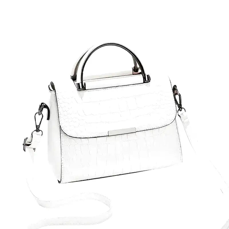 Small Croco Square Handbag in Leather