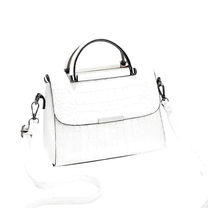 Small Croco Square Handbag in Leather