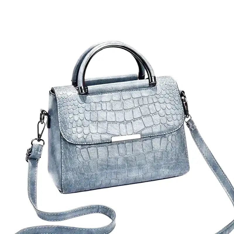 Small Croco Square Handbag in Leather