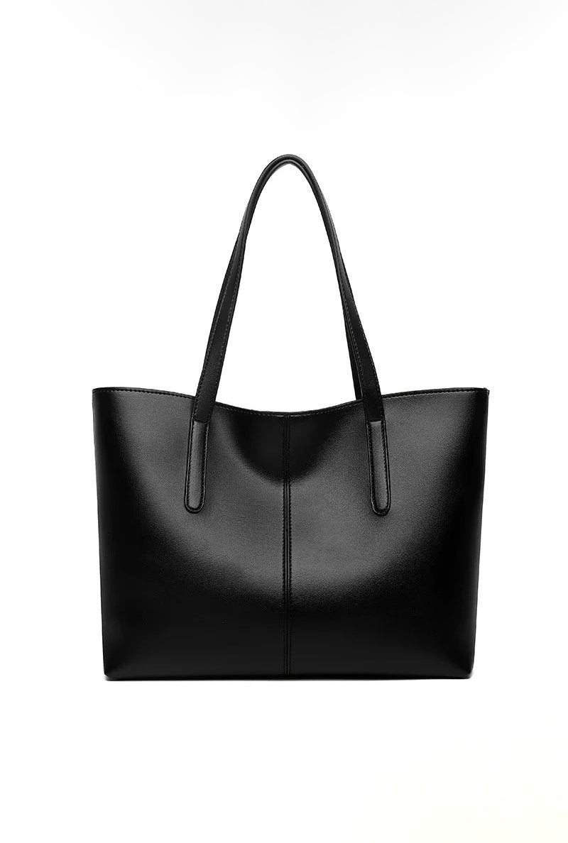 Large Leather Tote Bag, Women's Work Bag with Zipper