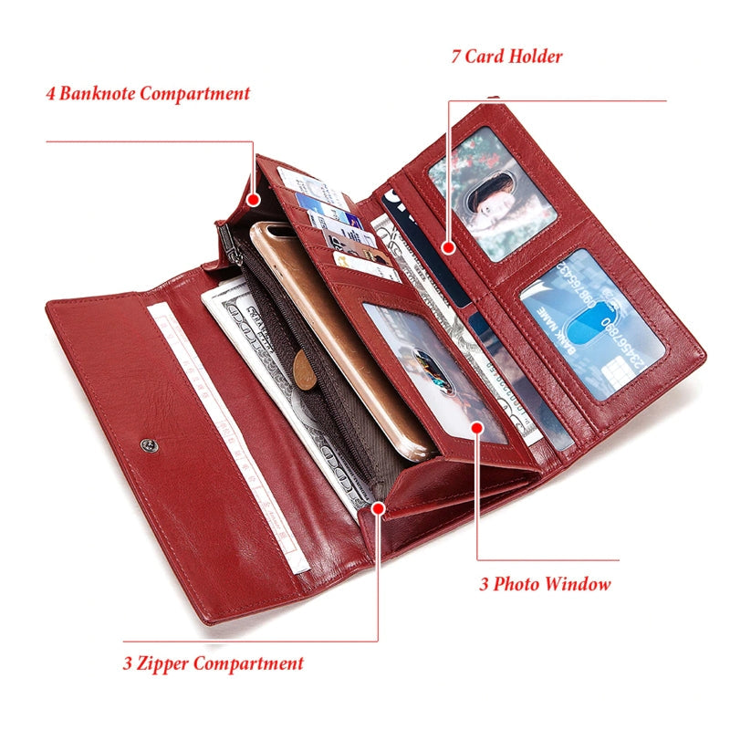 Women's Wallet Leather Coin Purse RFID Theft Protection Card Holder