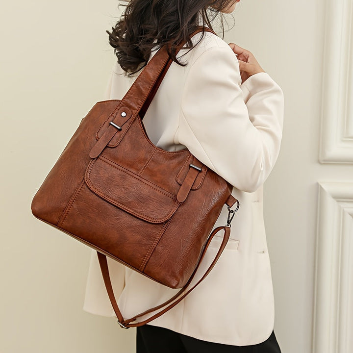 Large vegan cowhide bag, shoulder bag