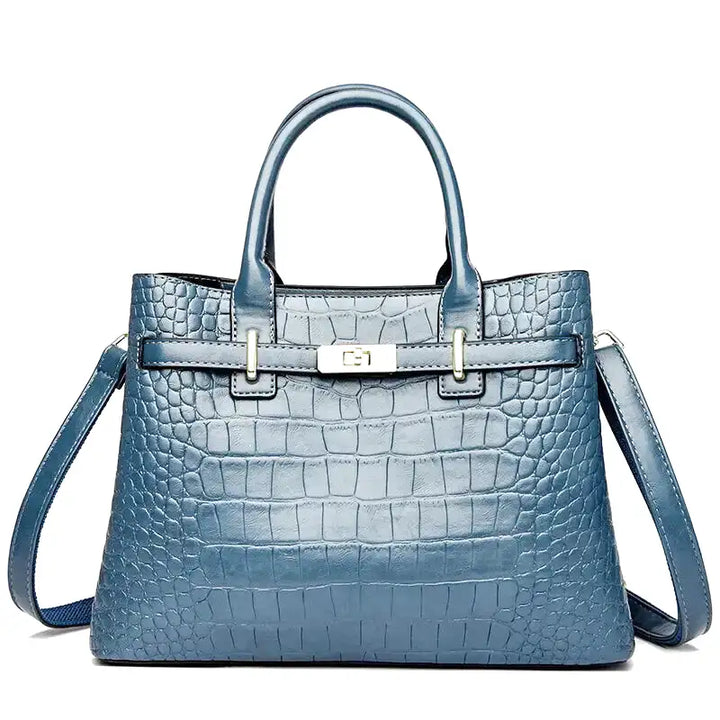 Large Croco Handbag with Shoulder Strap