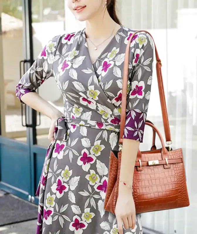 Large Croco Handbag with Shoulder Strap