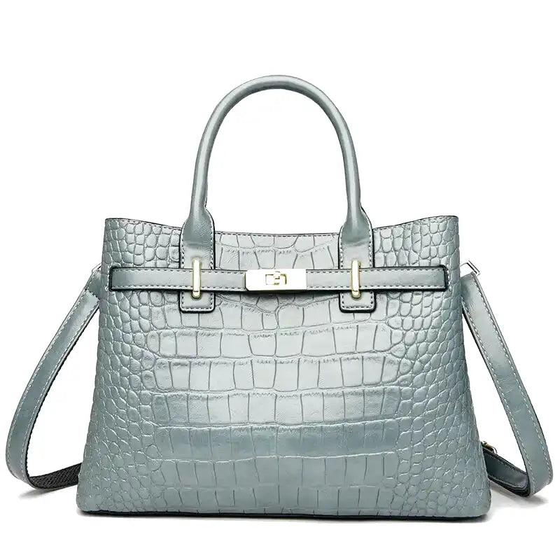 Large Croco Handbag with Shoulder Strap