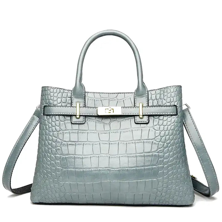 Large Croco Handbag with Shoulder Strap