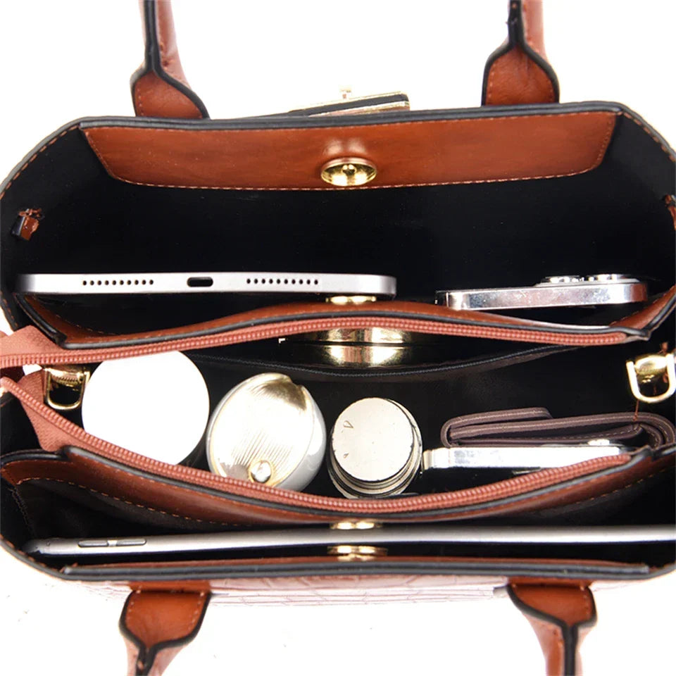 Large Croco Handbag with Shoulder Strap