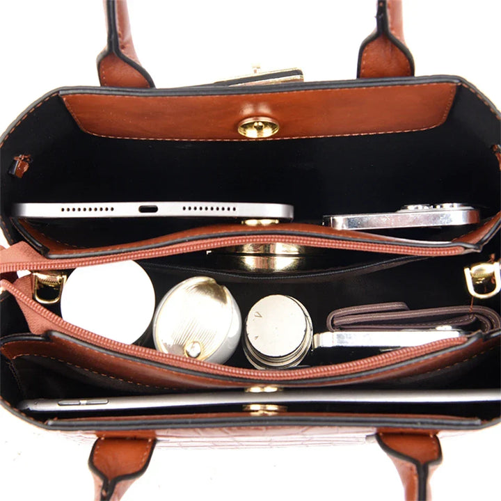 Large Croco Handbag with Shoulder Strap