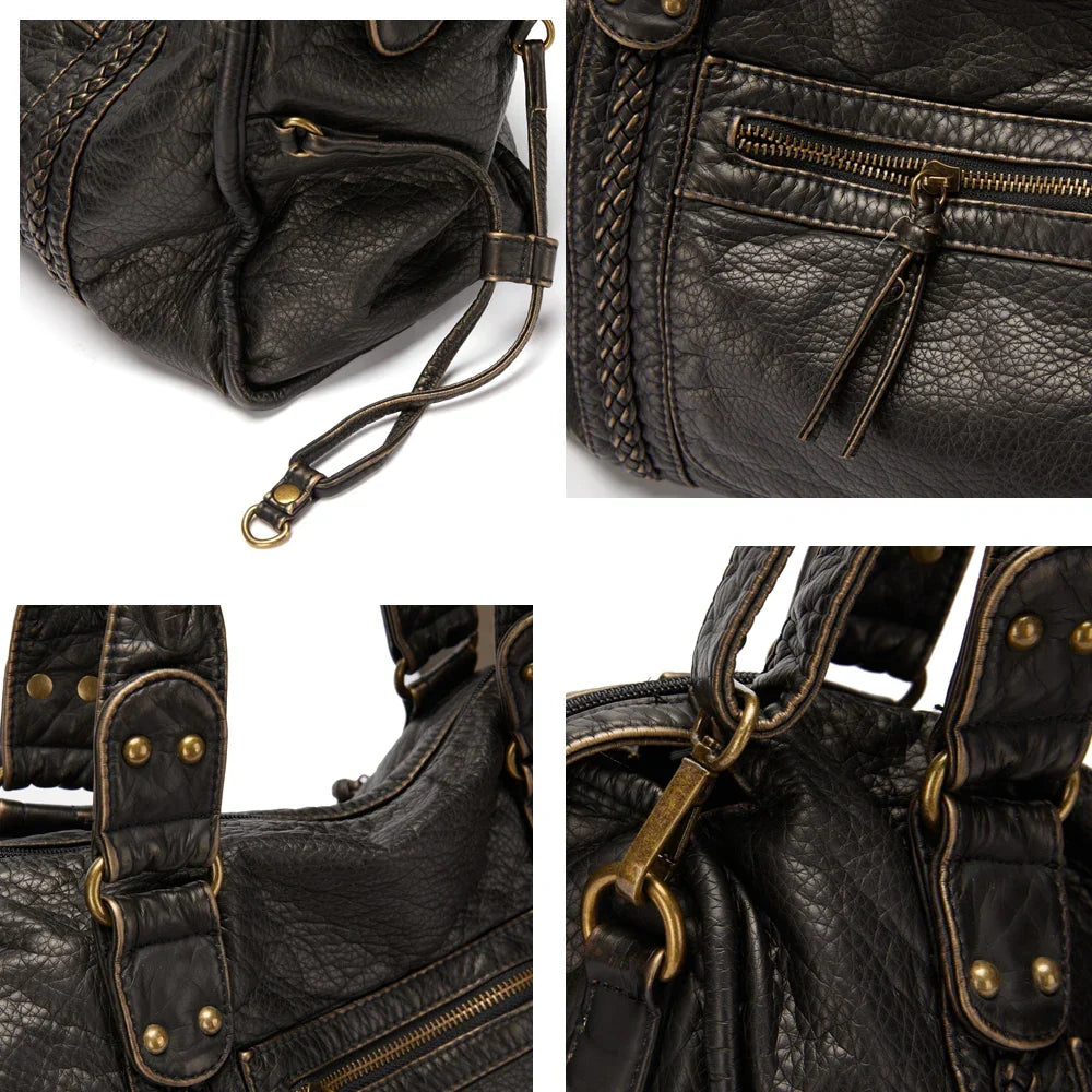 Handbag for School Shoulder Strap in Rigid Leather