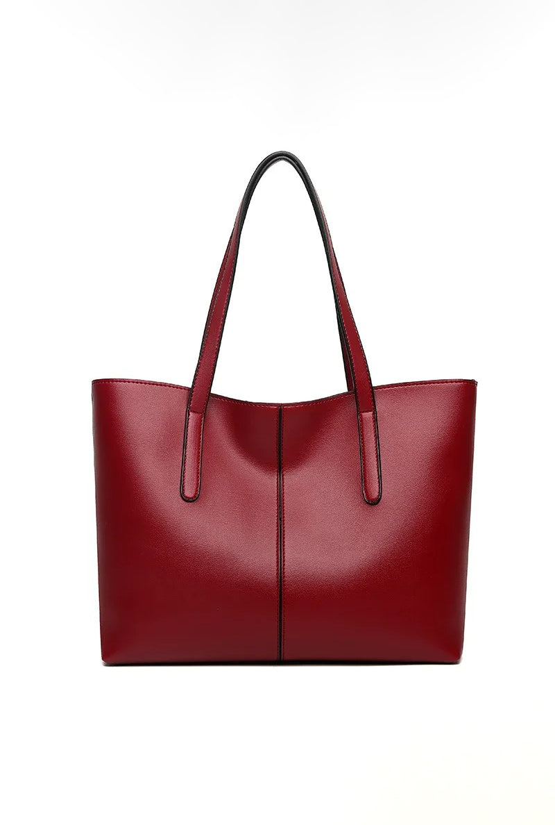 Large Leather Tote Bag, Women's Work Bag with Zipper