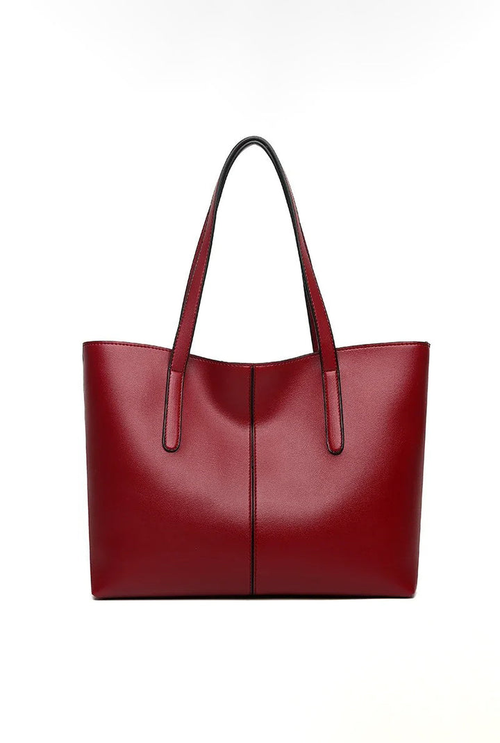 Large Leather Tote Bag, Women's Work Bag with Zipper