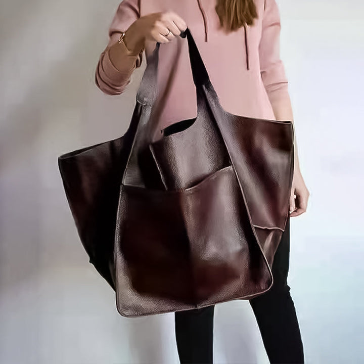 Oversized Leather Shoulder Bag for Women
