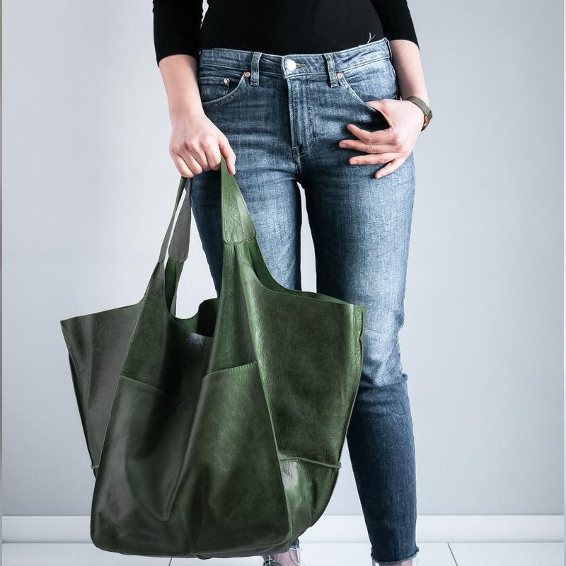 Oversized Leather Shoulder Bag for Women