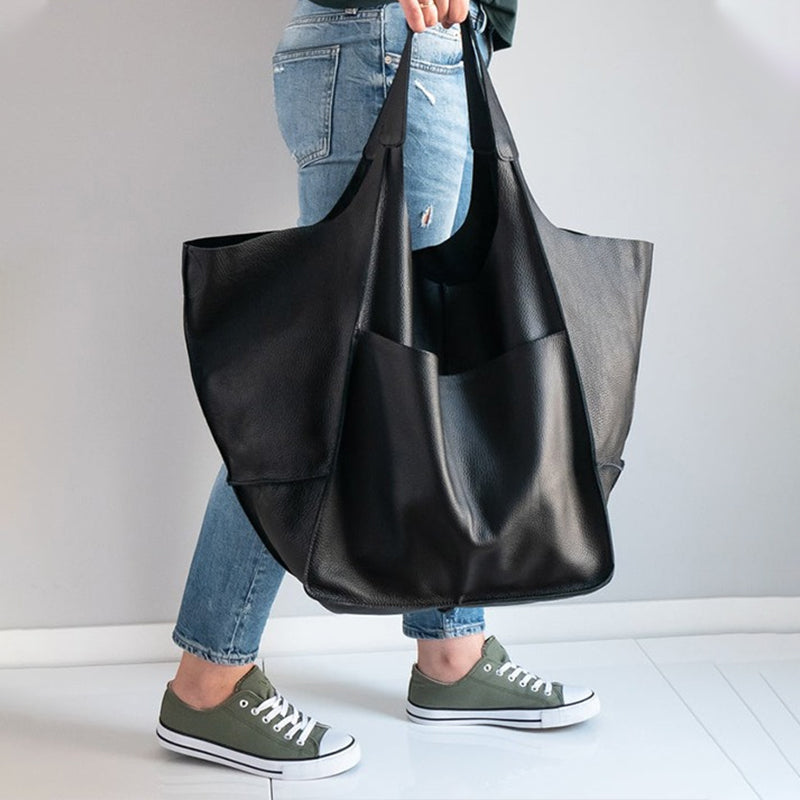 Oversized Leather Shoulder Bag for Women